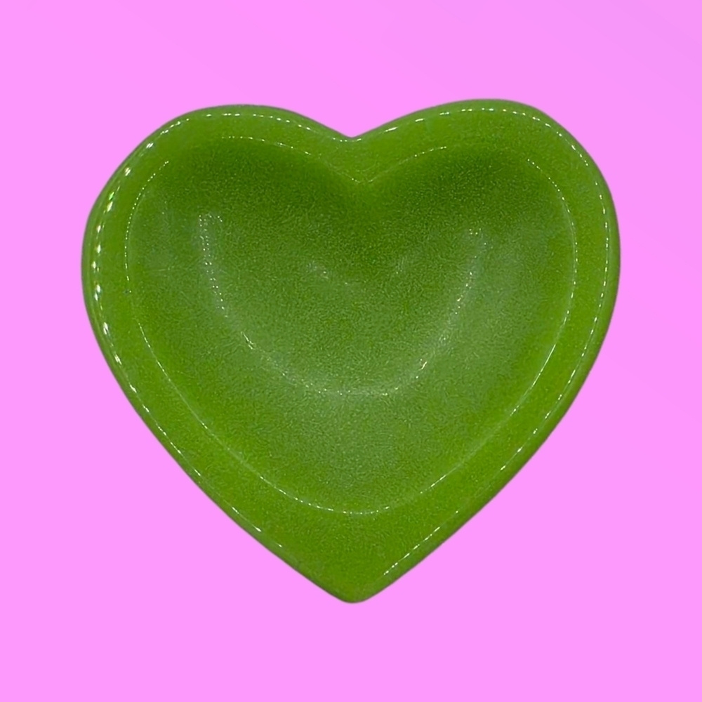 Green Heart Glow Stone Trinket Crystal Jewelry Dish